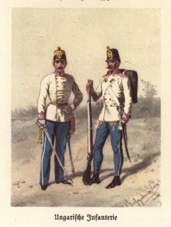 Венгерская пехота в 1850-е гг. (из популярной в нацистской Германии работы Мартина Лезиуса Das Ehrenkleid des Soldaten... Берлин. 1936 год)