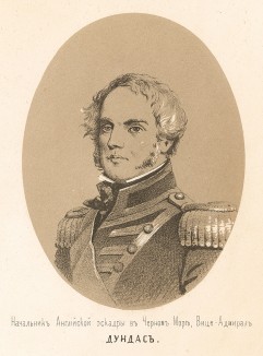 Начальник английской эскадры в Чёрном море, вице-адмирал Ричард Дундас (1802--1861) -- будущий первый лорд адмиралтейства (Русский художественный листок. № 12 за 1854 год)