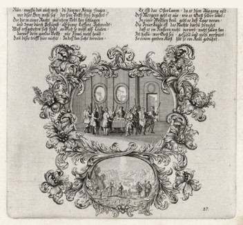 Израильтяне едят опресноки и агнцев (из Biblisches Engel- und Kunstwerk -- шедевра германского барокко. Гравировал неподражаемый Иоганн Ульрих Краусс в Аугсбурге в 1700 году)