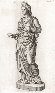 Гигея, богиня здоровья. Лист из Sculpturae veteris admiranda ... Иоахима фон Зандрарта, Нюрнберг, 1680 год. 
