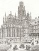 Аббатство Сент-Уэн в Руане, вид из сада. Лист из Engravings of ancient Cathedrals, Hotels de Ville, and other public buildings of celebrity, in France, Holland, Germany and Italy, Лондон, 1830. 