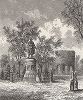 Памятник командору Перри и Старая мельница в Ньюпорте, штат Род-Айленд.Лист из издания "Picturesque America", т.I, Нью-Йорк, 1872.