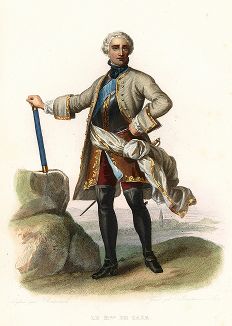 Мориц Саксонский (1696-1750) - главный маршал Франции. Лист из серии Le Plutarque francais..., Париж, 1844-47 гг. 