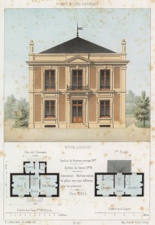 Эскиз загородного дома в классическом стиле (из популярного у парижских архитекторов 1880-х Nouvelles maisons de campagne...)