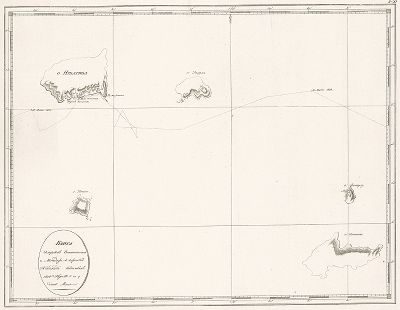 Карта островов Вашингтона и Мендозы, видимых с корабля "Надежда" 1804 года в 6 и 7 день мая.