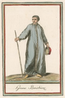 Мужчина из Барабинской степи с посохом (иллюстрация к работе Costumes civils actuels de tous les peuples..., изданной в Париже в 1788 году)