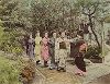 Урок танца. Крашенная вручную японская альбуминовая фотография эпохи Мэйдзи (1868-1912). 