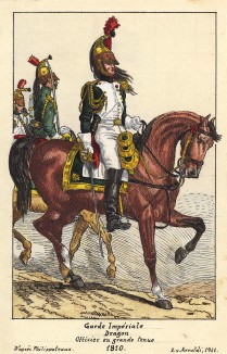 1810 г. Офицер драгунского полка французской императорской гвардии в полевой форме. Коллекция Роберта фон Арнольди. Германия, 1911-28