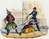 Французы против французов (чья же дама?) (иллюстрация к L'Africa francese... - хронике французских колониальных захватов в Северной Африке, изданной во Флоренции в 1846 году)