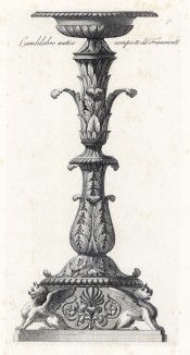 Античный канделябр (лист 75 из Manuale di vari ornamenti contenete la serie del candelabri antichi. Рим. 1790 год)