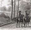 Французские жандармы эпохи Реставрации инспектируют тёмный лес (из Types et uniformes. L'armée françáise par Éduard Detaille. Париж. 1889 год)