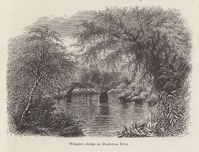 Мост по проекту инженера Сквайра Уиппли на реке Блэкстоун-ривер, штат Род-Айленд. Лист из издания "Picturesque America", т.I, Нью-Йорк, 1872.