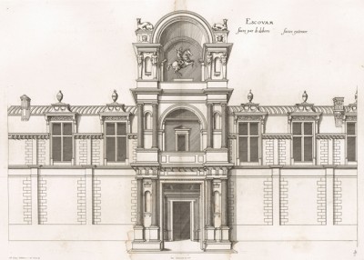 Замок Экуан. Элемент фасада. Androuet du Cerceau. Les plus excellents bâtiments de France. Париж, 1579. Репринт 1870 г.