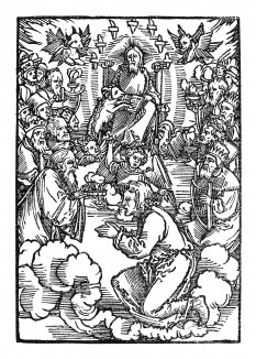 Откровение Иоанна Богослова. Бог-отец на троне. Бартель Бехам для Martin Luther / Neues Testament. Издал Hans Herrgott, Нюрнберг, 1524