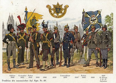 1809-1931 гг. Униформа 88-го пехотного полка герцогства Нассау. Коллекция Роберта фон Арнольди. Германия, 1911-29