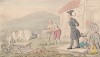 Доктор Синтакс на кладбище размышляет о вечном. Иллюстрация Томаса Роуландсона к поэме Вильяма Комби "Путешествие доктора Синтакса в поисках живописного", л.9. Лондон, 1881