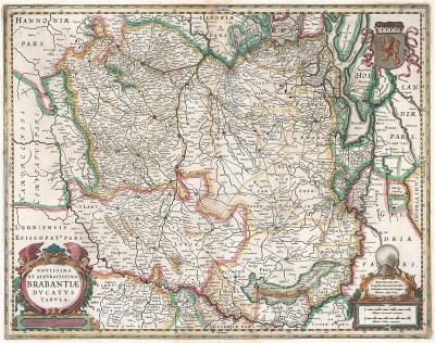 Карта герцогства Брабант. Novissima et accuratissima Brabantiae ducatus tabula. Составил Хенрикус Хондиус. Амстердам, 1629