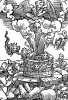 Откровение Иоанна Богослова. Глас пятой трубы, возвещающей нападение саранчи. Бартель Бехам для Martin Luther / Neues Testament. Издал Hans Herrgott, Нюрнберг, 1524