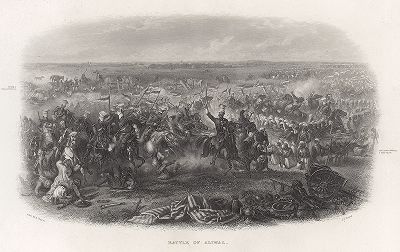 Первая англо-сикхская война, сражение при Аливале 28 января 1846 года, в котором британские войска генерала Гарри Смита одержали полную победу. Gallery of Historical and Contemporary Portraits… Нью-Йорк, 1876