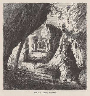 Скалы так называемого Города Камней на Дозорной горе. Лист из издания "Picturesque America", т.I, Нью-Йорк, 1872.