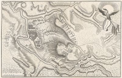 Турецкая крепость Бендеры и гарнизон. Взята русскими войсками в 1770 году. 