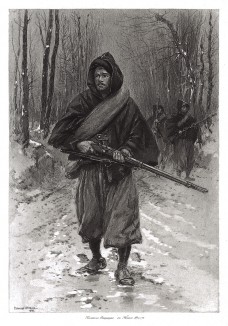 Патруль зуавов зимой 1871 года (из Types et uniformes. L'armée françáise par Éduard Detaille. Париж. 1889 год)