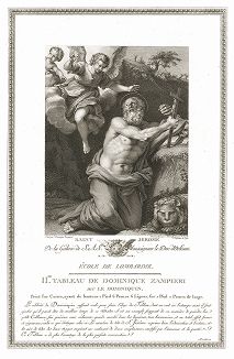 Святой Иероним работы Доменикино. Лист из знаменитого издания Galérie du Palais Royal..., Париж, 1786