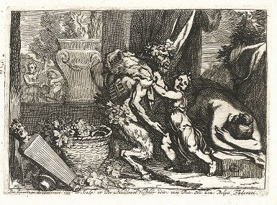 Сатир и спящая нимфа. Офорт Герарда де Лересса, 1671 год