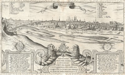 Вид города Мюнхен. Monachium utriusque Bavariae civitas primaria. Георг Браун и Франц Хогенберг. Civitates Orbis Terrarum. Кёльн, 1590