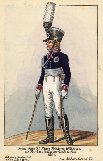 1807 г. Кронпринц Пруссии Фридрих Вильгельм IV (1795-1861) в мундире второго лейтенанта прусской гвардии (пехотный полк zu Fuss). Коллекция Роберта фон Арнольди. Германия, 1911-29