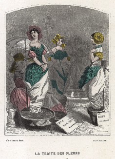 Торговля цветами. Les Fleurs Animées par J.-J Grandville. Париж, 1847