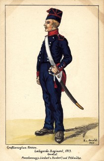 1813 г. Солдат гвардейского пехотного полка Великого герцогства Гессен. Коллекция Роберта фон Арнольди. Германия, 1911-29