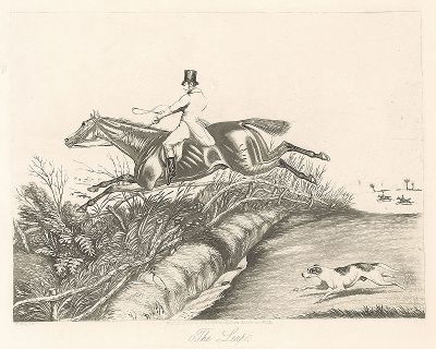 Прыжок через препятствие по рисунку Генри Алкена.