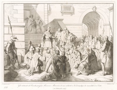 После сдачи города 26 сентября 1669 г. жители Кандии просят Франческо Морозини забрать их с собой в Венецию. Storia Veneta, л.137. Венеция, 1864