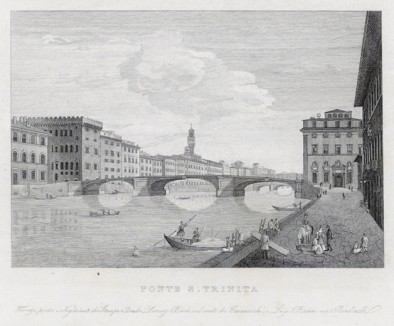 Вид на самый изящный во Флоренци мост Святой Троицы (Санта Тринита) и набережную реки Арно