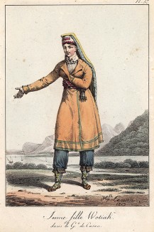 Девушка вотячка (удмуртка) в национальном костюме. Париж, 1819