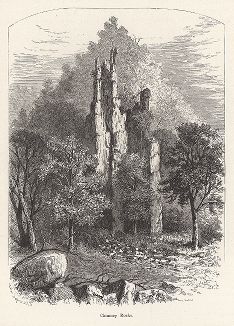 Скалы Каминные трубы, штат Западная Вирджиния. Лист из издания "Picturesque America", т.I, Нью-Йорк, 1872.