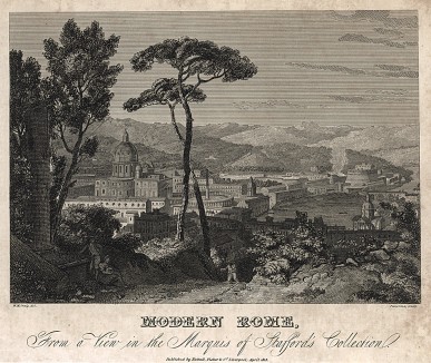 Рим. Гравюра исполнена по рисунку из коллекции маркиза Стаффорда. A New Geographical Dictionary. Лондон, 1820