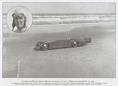 Британский гонщик-рекордсмен Генри Сигрейв и его болид Golden Arrow. L'automobile, Париж, 1935
