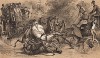 Инцидент на дороге: столкновение двух экипажей. Пассажиры, сидевшие спокойно, не пострадали. Иллюстрация из книги Стенли Харриса "Век экипажа" - The coaching age. Лондон, 1885