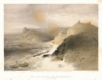 Шторм в бухте Балаклавы 14 ноября 1854 года. The Seat of War in the East by William Simpson, Лондон, 1855 год. Часть I, лист 4