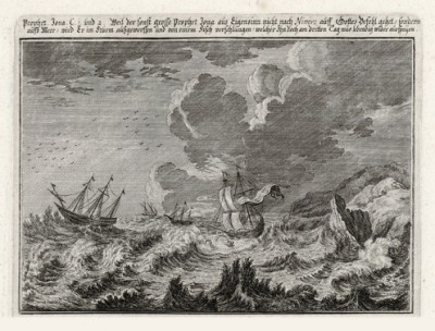 Пророчество Ионы (из Biblisches Engel- und Kunstwerk -- шедевра германского барокко. Гравировал неподражаемый Иоганн Ульрих Краусс в Аугсбурге в 1700 году)