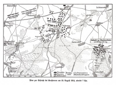 План сражения при Гроссберене 23 августа 1813 г. Die Deutschen Befreiungskriege 1806-15. Берлин, 1901
