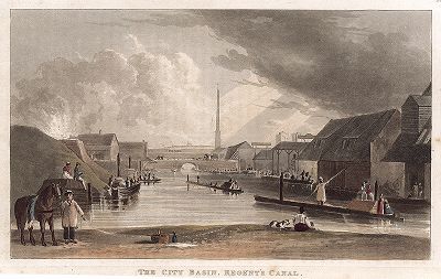 Вид на Риджентс-Канал, часть водной системы Большого Лондона. Лондон, 1822 год. 
