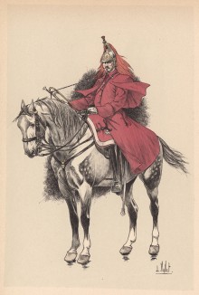 Трубач французских гвардейских кирасир эпохи Второй империи (из "Иллюстрированной истории верховой езды", изданной в Париже в 1891 году)