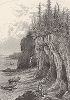 Прибрежные утёсы вблизи так называемого Печного берега, штат Мэн. Лист из издания "Picturesque America", т.I, Нью-Йорк, 1872.