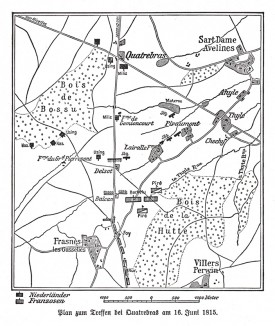 План сражения при Катр-Бра 16 июня 1815 г. Die Deutschen Befreiungskriege 1806-1815, Берлин, 1901