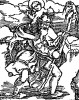 Святой Христофор переносит Иисуса через реку. Ганс Бальдунг Грин. Иллюстрация к Hortulus Animae. Издал Martin Flach. Страсбург, 1512