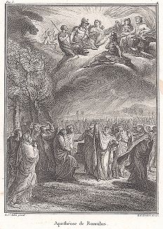 Апофеоз Ромула. Лист из "Краткой истории Рима" (Abrege De L'Histoire Romaine), Париж, 1760-1765 годы