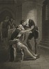 Иллюстрация к пьесе Шекспира "Генрих VI, часть первая", акт II, сцена V: Мортимер назначает Ричарда Плантагенета своим наследником. Boydell's Graphic Illustrations of the Dramatic works of Shakspeare, Лондон, 1803.